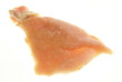 One raw chicken breast fillet on white