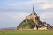 Le Mont-Saint-Michel in the twilight, side view