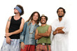 Photo: Crazy team of young multiracial friends standing isolated Crazy team of young multiracial friends standing isolated
