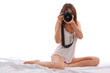 Young attractive woman shooting