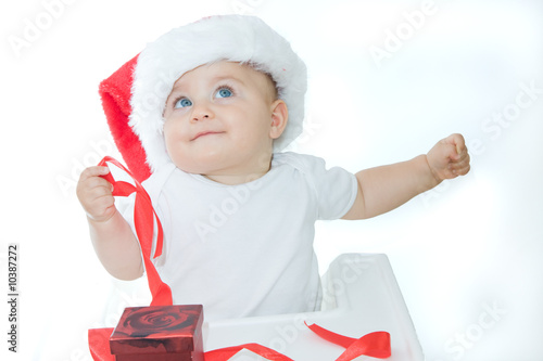  Cute Boys on Photo  Little  Cute Baby Boy Wearing Christmas Hat  On White    Renata