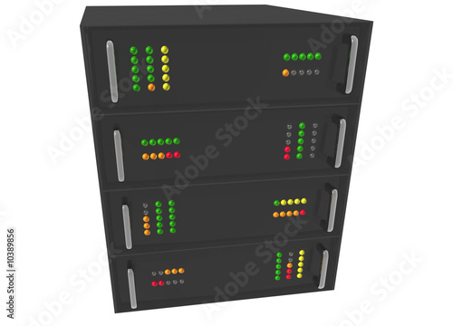 Illustration: Small Web Hosting Server Rack on white Small Web Hosting Server Rack on white