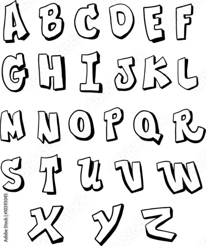 alfabet in graffiti. graffiti letters alphabet r.
