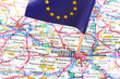 Close up of a road map of Brussels, Belgium