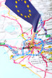 Close up of a road map of Roma