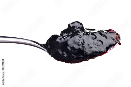 Photo: spoonful of blackcurrant jam spoonful of blackcurrant jam