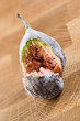 Fresh fig bitten in half