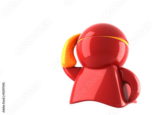 Illustration: red hero with mobile phone red hero with mobile phone