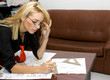 beautiful architect designing in her office