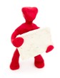 Abstract little man with billboard on a white background.