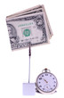 time and money isolated on white background