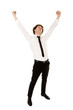Businessman with arms raised