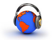 Abstract illustration of earth listening music