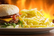 cheeseburger with fries