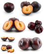 page of plums isolated on the white