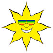 Summer Sun Cartoon with sunglasses- Isolated on white