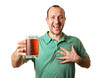 Happy man with glass of beer, isolated on white. Happy man with glass of beer, isolated on white.