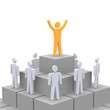 Celebrating person at the top of pyramid. 3d rendered image.