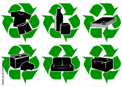 Vecteur : Symboles de recyclage des types de déchets (détouré) Symboles de recyclage des types de déchets (détouré)