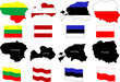 vector illustration of Baltic countries maps with flags vector illustration of Baltic countries maps with flags