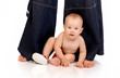 Baby and mother. Over white background.