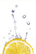 fresh water drops on lemon isolated on white