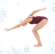 Photo: bright picture of swimmer woman with snowflakes bright picture of swimmer woman with snowflakes