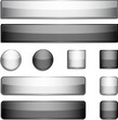 Set of black and gray glossy metal buttons