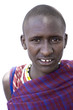 Portrait of a masai in front of a white background