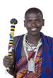 Portrait of a masai in front of a white background