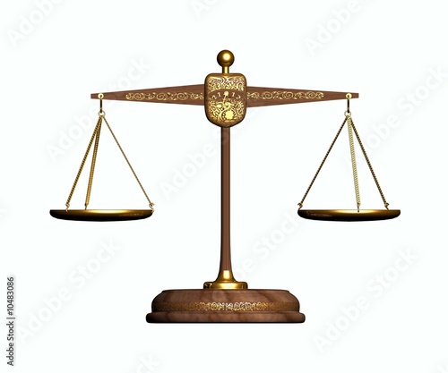 Illustration: gold balance. front view gold balance. front view