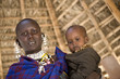 portrait of a masai mother and his son