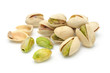 Heap of pistachios nuts in isolated white background