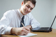 Young businessman or student working
