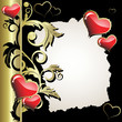 Hearts with a gold branch on a black background