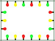 Encadrement d'ampoules colorées sur fond blanc