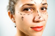 Face with lines for plastic surgery Face with lines for plastic surgery