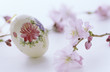 Floral painting on egg, Easter tradition, close-up