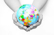 globe in hands
