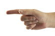 Man pointing with forefinger, close-up