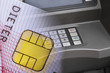 Credit card in front of cash terminal, close-up