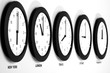 Clocks on wall, symbol for Greenwich Mean Time