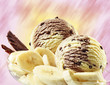 Banana chocolate ice cream, close-up
