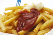 French fries with mayonnaise and ketchup