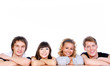 Portrait of four happiness young guys and girls
