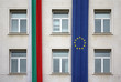 The European Union and Bulgaria flags on wall