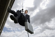 Spy Rappelling with Suitcase