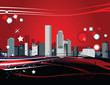 Night panorama of the big city,  illustration