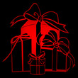 Paquets cadeau tamisé rouges fond noir Paquets cadeau tamisé rouges fond noir