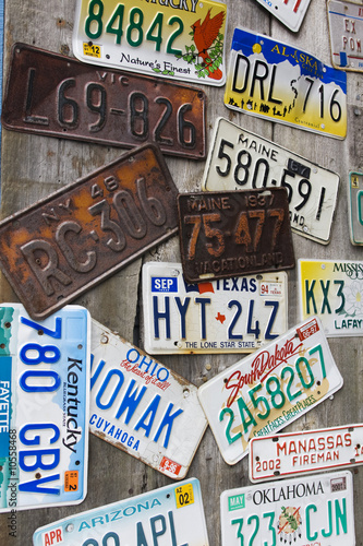 Photo: Vintage weathered american registration numbers. Vintage weathered american registration numbers.